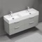 Double Floating Bathroom Vanity, Modern, 56